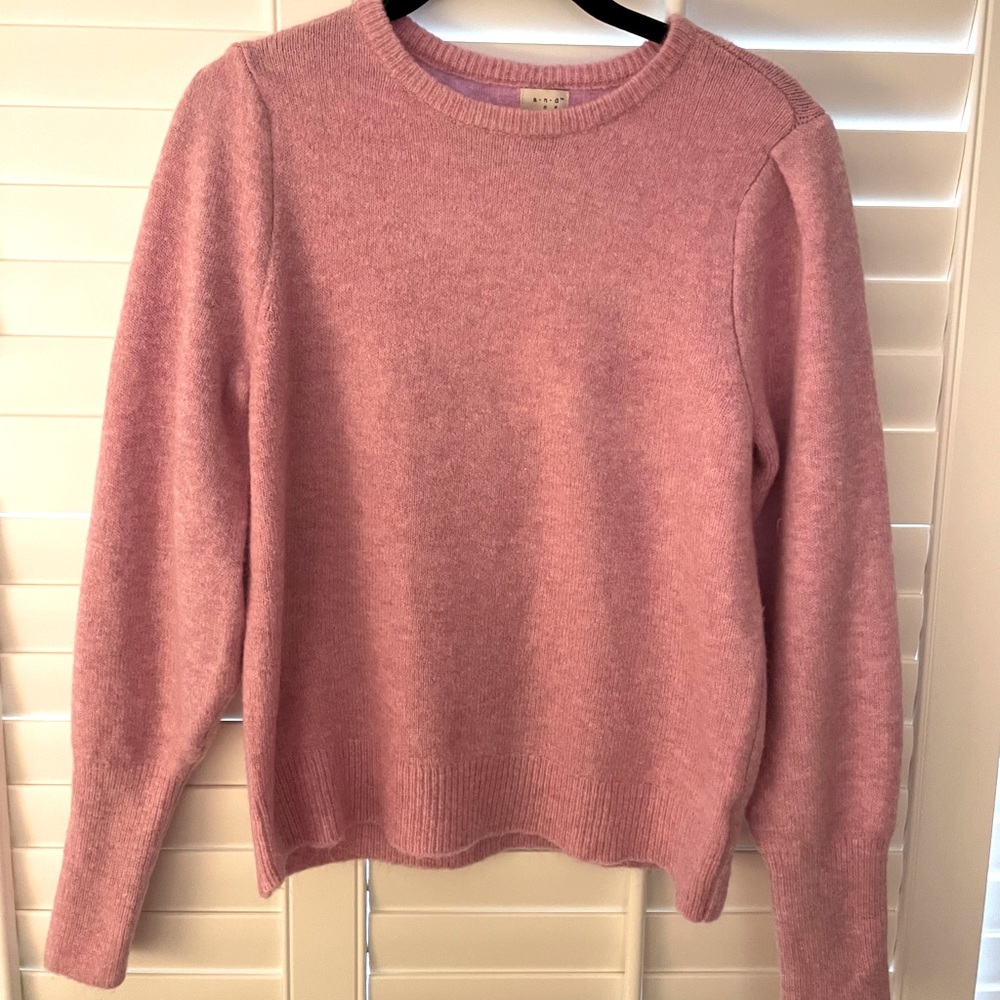 A New Day Puff Sleeve Pink Sweater